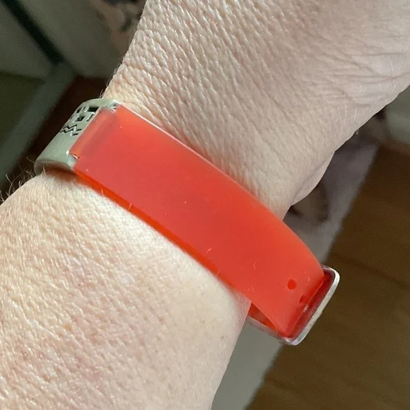 Sterling Silver 925 Greek Design Red Silicon Band Unisex Bracelet